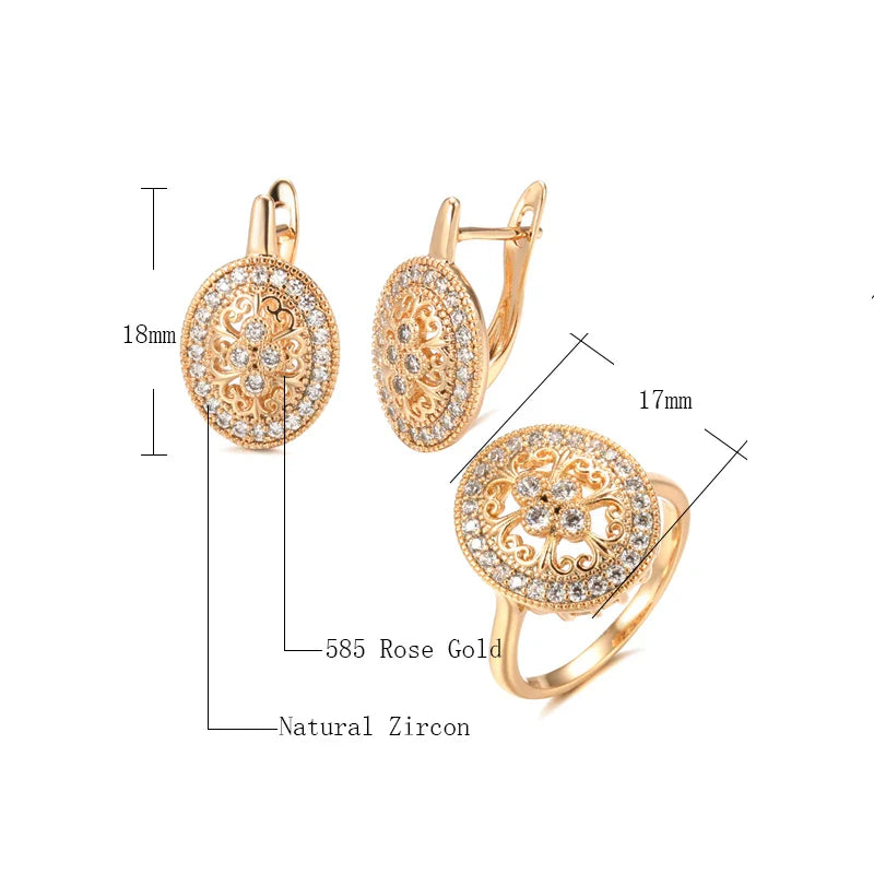 Brincos Vintage Ouro Rosa com Zircônia