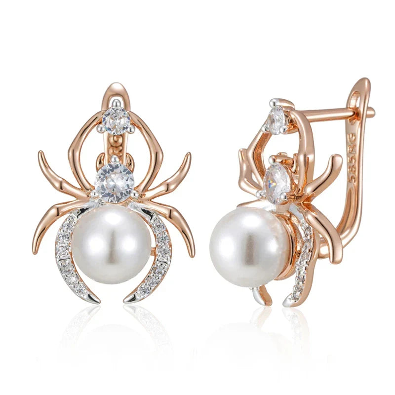 Brincos Aranha com Pérolas e Cristais