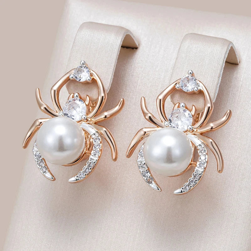 Brincos Aranha com Pérolas e Cristais