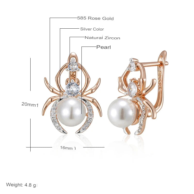 Brincos Aranha com Pérolas e Cristais