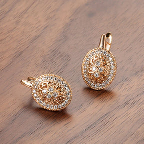 Brincos Vintage Ouro Rosa com Zircônia