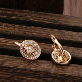 Brincos Vintage Ouro Rosa com Zircônia