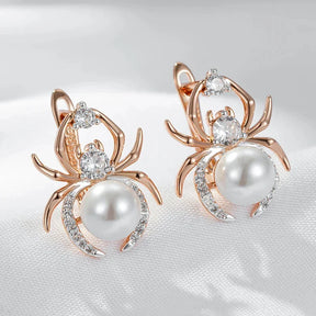 Brincos Aranha com Pérolas e Cristais