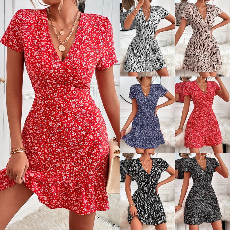 Vestido Midi Floral com Babado